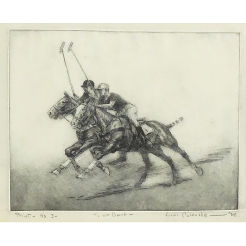 1853 - Reinhold H. Palenske, (1884-1954), Etching, Polo, Numbered No. 3, signed and dedicated in pencil und... 