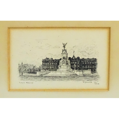 1854 - W. Arrundale, Early 20th century, Pen & ink, Victoria Memorial. Signed, titled and
dated 1921 lower.... 