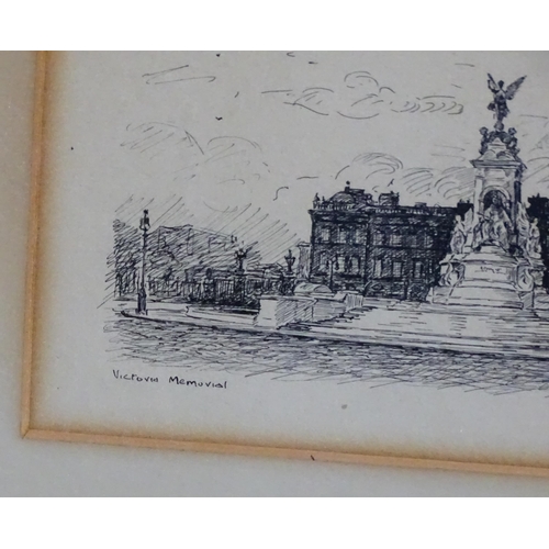 1854 - W. Arrundale, Early 20th century, Pen & ink, Victoria Memorial. Signed, titled and
dated 1921 lower.... 