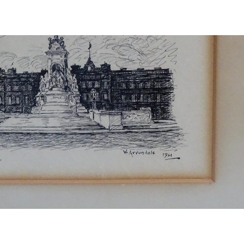 1854 - W. Arrundale, Early 20th century, Pen & ink, Victoria Memorial. Signed, titled and
dated 1921 lower.... 