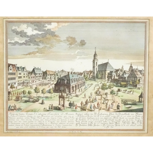 1861 - After Salomon Kleiner (1700-1761), Engraving with later hand colouring, Frankfurt on the Main, View ... 