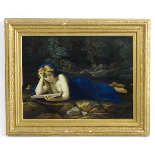 1863 - After Antonio Correggio, 19th century, Chromolithograph, Mary Magdalene reading in a wooded landscap... 