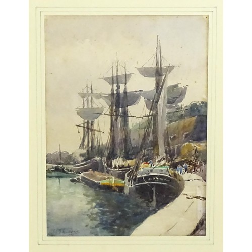 1767 - Late 19th / early 20th century, Continental School, Watercolour, A harbour scene with figures by the... 