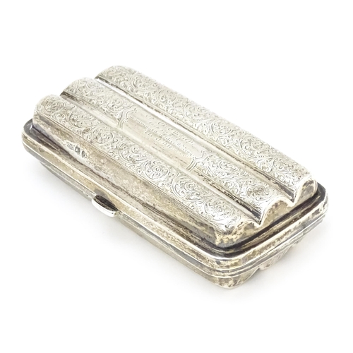 466 - A Victorian silver cigar case with engraved acanthus scroll decoration hallmarked Birmingham 1890, m... 