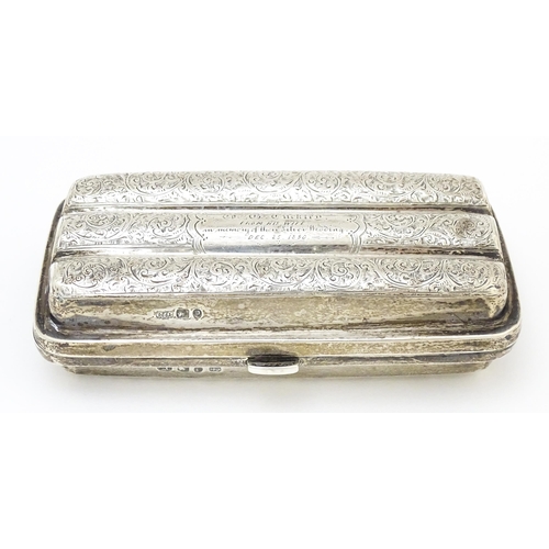 466 - A Victorian silver cigar case with engraved acanthus scroll decoration hallmarked Birmingham 1890, m... 