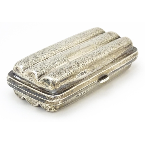 466 - A Victorian silver cigar case with engraved acanthus scroll decoration hallmarked Birmingham 1890, m... 