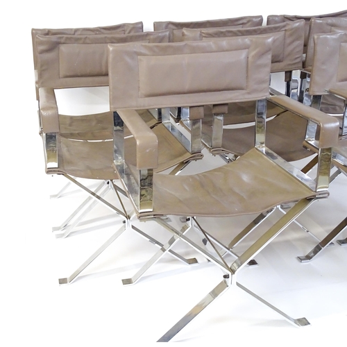 1458 - Mid Century Modern : A set of 8 Alessandro Albrizzi designed chairs each having a chromed frame , wi... 