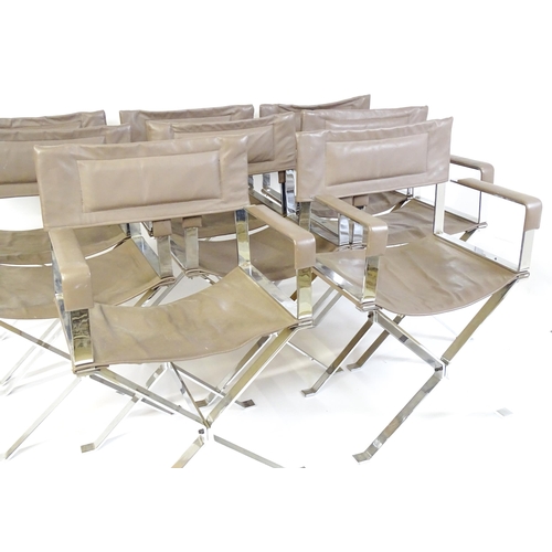 1458 - Mid Century Modern : A set of 8 Alessandro Albrizzi designed chairs each having a chromed frame , wi... 