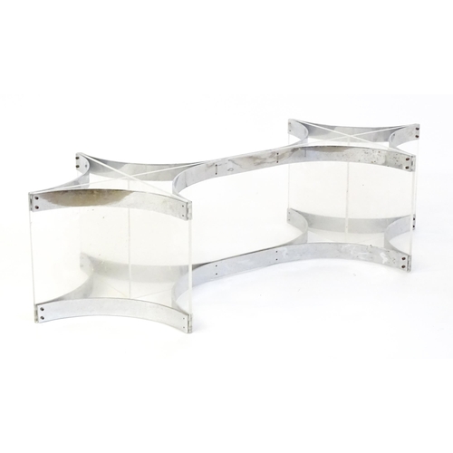 1458A - Vintage Retro , Mid century modern : A. Albrizzi coffee table base with 2 columns of curved Lucite p... 