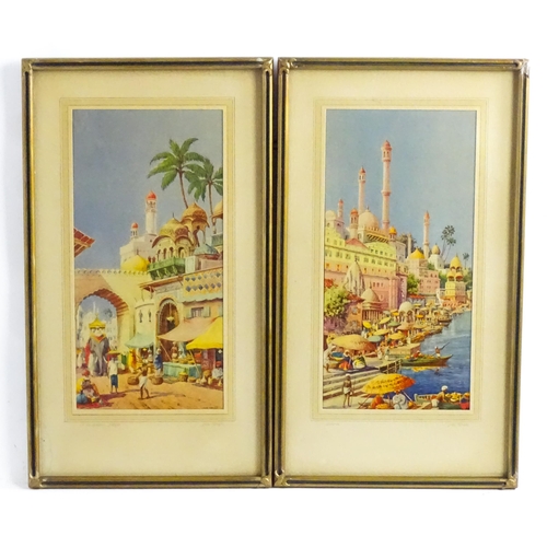 1883 - After John Wright, Colour prints, Two Indian scenes, Benares, and In the Bazaar, Jodhpur. Titled to ... 