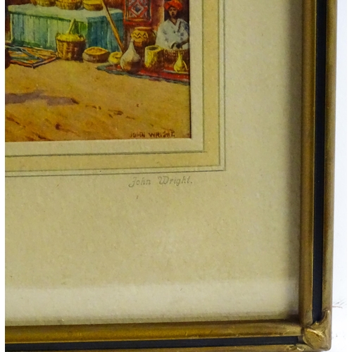 1883 - After John Wright, Colour prints, Two Indian scenes, Benares, and In the Bazaar, Jodhpur. Titled to ... 