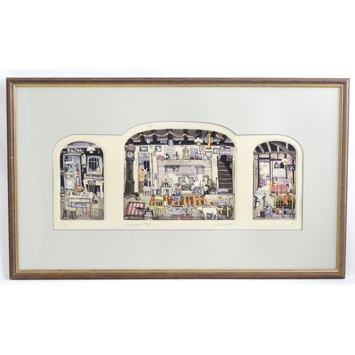 1889 - Graham Clarke (b. 1941), Limited edition colour etching and aquatint triptych, Inglenookers, from th... 