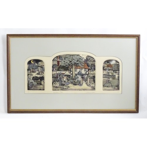 1892 - Graham Clarke (b. 1941), Limited edition colour etching and aquatint triptych, Joe's Place, from the... 