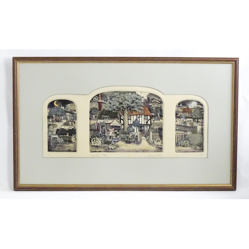 1892 - Graham Clarke (b. 1941), Limited edition colour etching and aquatint triptych, Joe's Place, from the... 