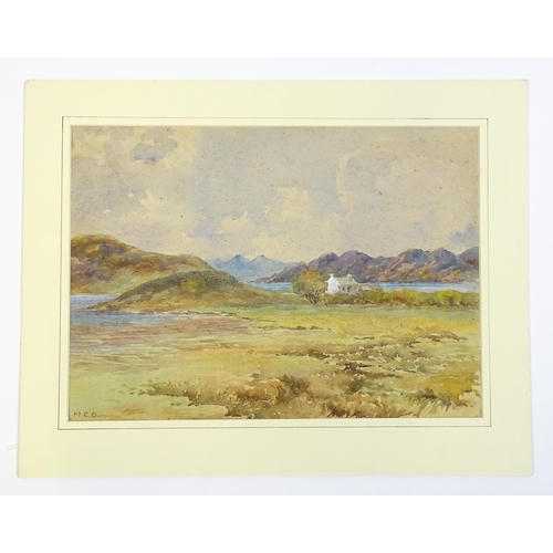 1895 - 19th century, Watercolour, An Irish landscape with a cottage in a mountain landscape. Signed with in... 