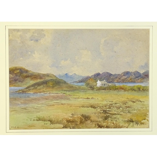 1895 - 19th century, Watercolour, An Irish landscape with a cottage in a mountain landscape. Signed with in... 