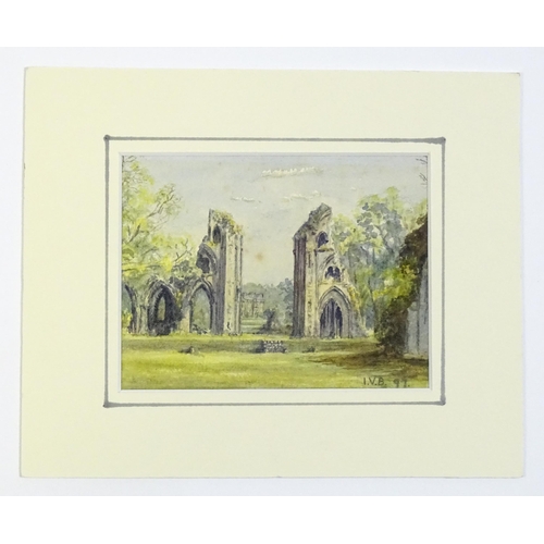 1898 - Isabel Violet Banks, Early 20th century, Watercolour, Glastonbury Abbey. Signed with initials lower ... 