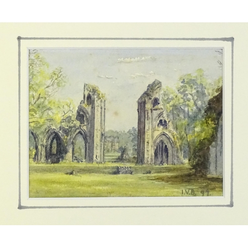 1898 - Isabel Violet Banks, Early 20th century, Watercolour, Glastonbury Abbey. Signed with initials lower ... 