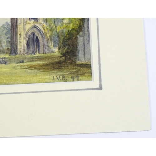 1898 - Isabel Violet Banks, Early 20th century, Watercolour, Glastonbury Abbey. Signed with initials lower ... 