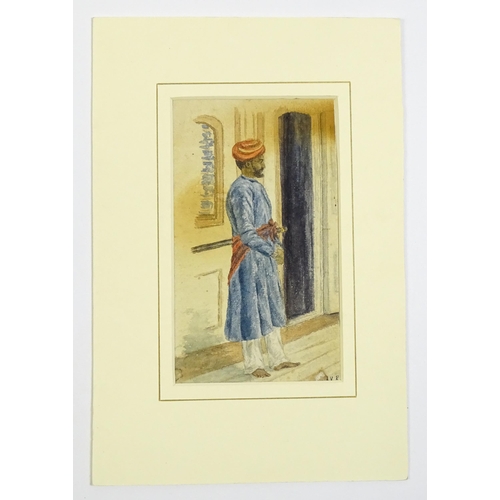 1901 - Isabel Violet Banks, 20th century, Watercolour, An Indian guard. Signed with initials lower right. A... 