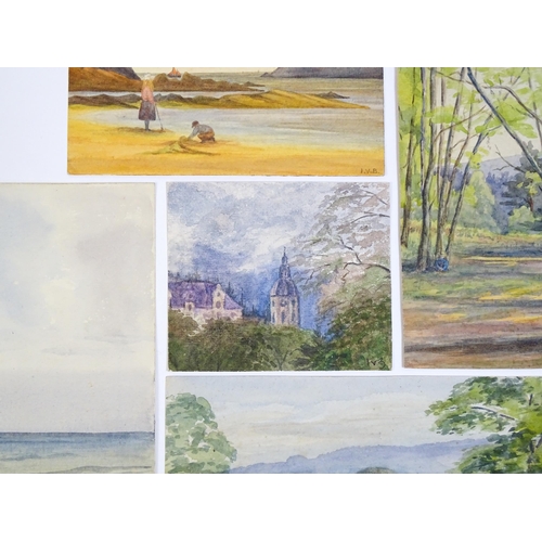 1902 - Isabel Violet Banks, 20th century, Watercolour, Five assorted scenes to include haymaking, a woodlan... 