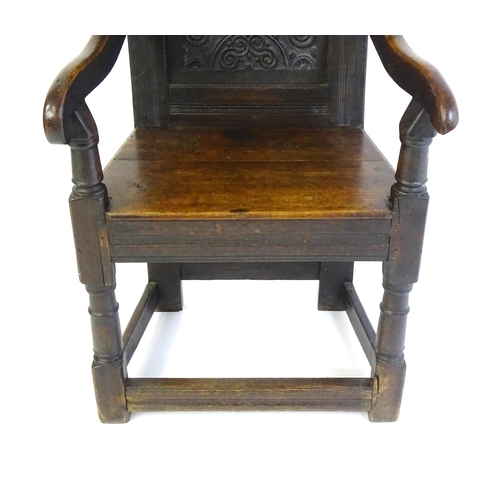 1433 - A 17thC oak Wainscot chair, See 'Oak Furniture, The British Tradition, by Victor Chinnery, revised e... 