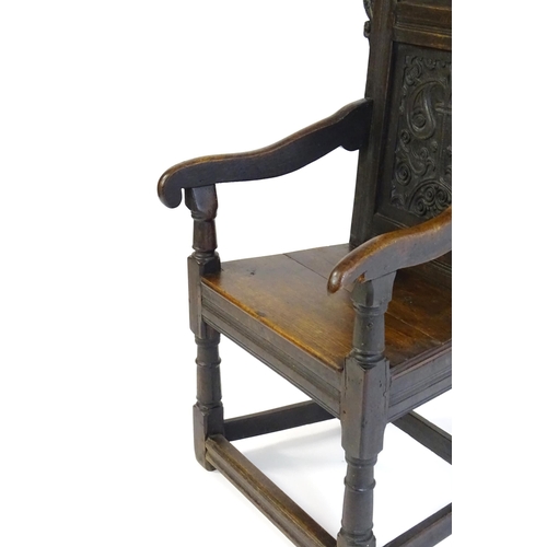 1433 - A 17thC oak Wainscot chair, See 'Oak Furniture, The British Tradition, by Victor Chinnery, revised e... 