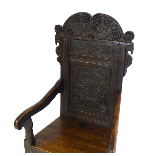 1433 - A 17thC oak Wainscot chair, See 'Oak Furniture, The British Tradition, by Victor Chinnery, revised e... 