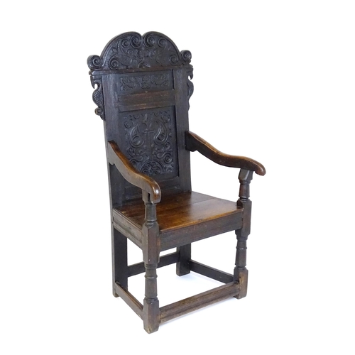 1433 - A 17thC oak Wainscot chair, See 'Oak Furniture, The British Tradition, by Victor Chinnery, revised e... 