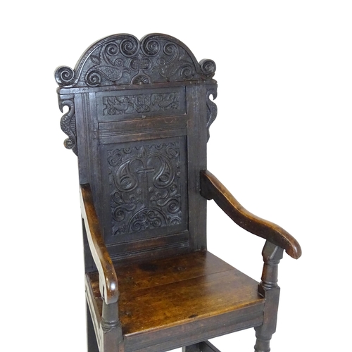 1433 - A 17thC oak Wainscot chair, See 'Oak Furniture, The British Tradition, by Victor Chinnery, revised e... 