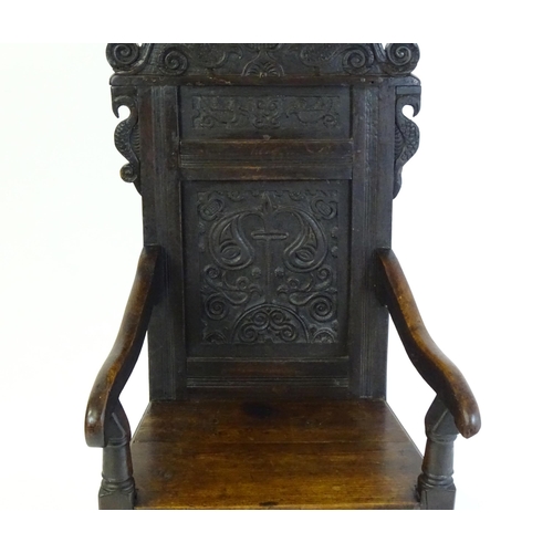 1433 - A 17thC oak Wainscot chair, See 'Oak Furniture, The British Tradition, by Victor Chinnery, revised e... 