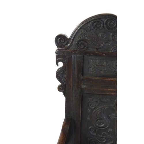 1433 - A 17thC oak Wainscot chair, See 'Oak Furniture, The British Tradition, by Victor Chinnery, revised e... 