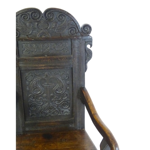 1433 - A 17thC oak Wainscot chair, See 'Oak Furniture, The British Tradition, by Victor Chinnery, revised e... 