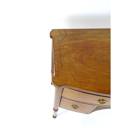 1442 - An early 19thC mahogany sideboard, with castellated corners and a single long drawer above two short... 