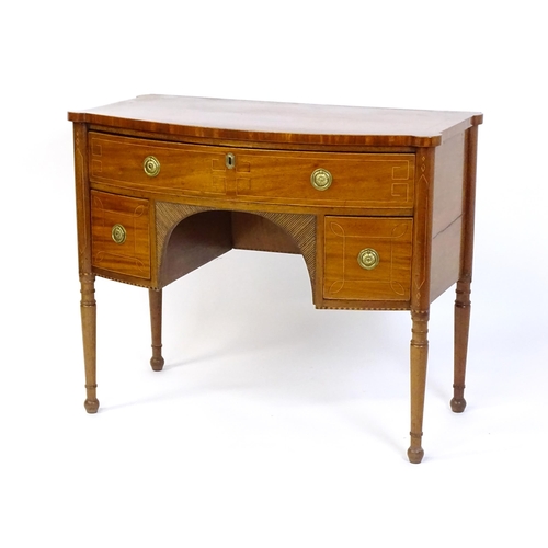 1442 - An early 19thC mahogany sideboard, with castellated corners and a single long drawer above two short... 