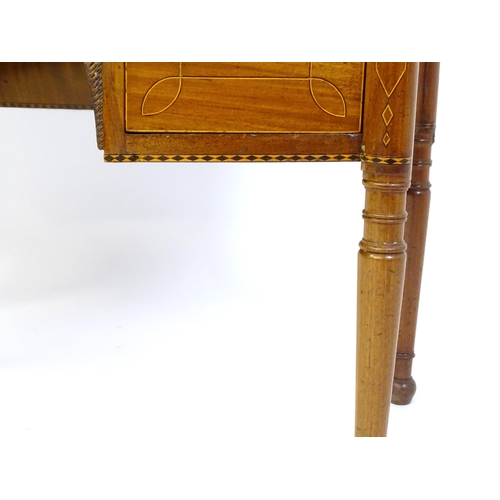 1442 - An early 19thC mahogany sideboard, with castellated corners and a single long drawer above two short... 