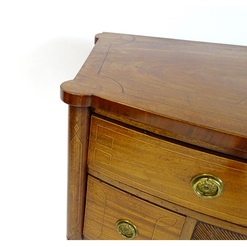 1442 - An early 19thC mahogany sideboard, with castellated corners and a single long drawer above two short... 