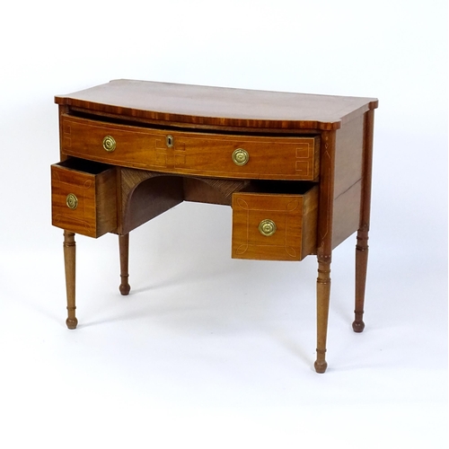 1442 - An early 19thC mahogany sideboard, with castellated corners and a single long drawer above two short... 