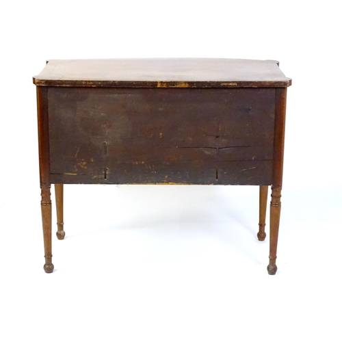 1442 - An early 19thC mahogany sideboard, with castellated corners and a single long drawer above two short... 