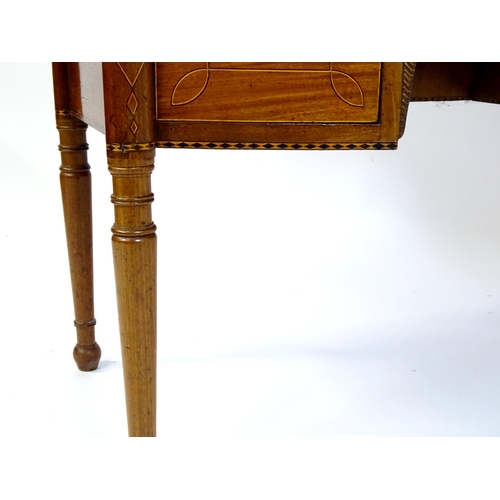 1442 - An early 19thC mahogany sideboard, with castellated corners and a single long drawer above two short... 