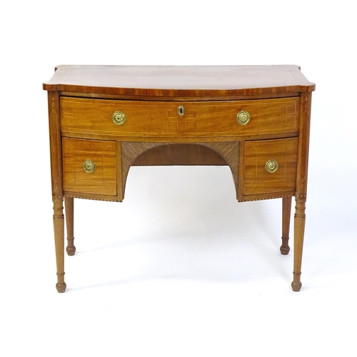 1442 - An early 19thC mahogany sideboard, with castellated corners and a single long drawer above two short... 