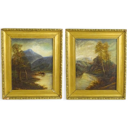 1652 - Henry Graham, Late 19th / early 20th century, Oil on board, A pair of mountain river landscapes with... 