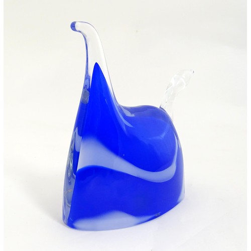 245 - Scandinavian Art Glass: A limited edition Swedish glass sculpture formed as a stylised horse by Anna... 