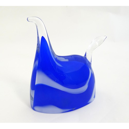 245 - Scandinavian Art Glass: A limited edition Swedish glass sculpture formed as a stylised horse by Anna... 