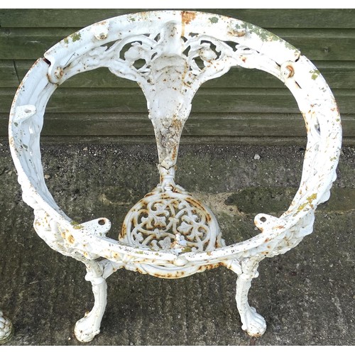 1309 - Two Victorian cast iron Britannia style pub table bases with Britannia and lion mask detail. Marked ... 