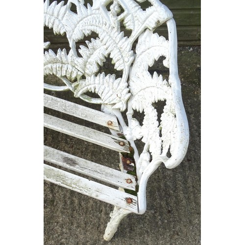 1308 - Two Victorian Coalbrookdale style cast iron benches in the Fern and Blackberry pattern. Marked B165.... 