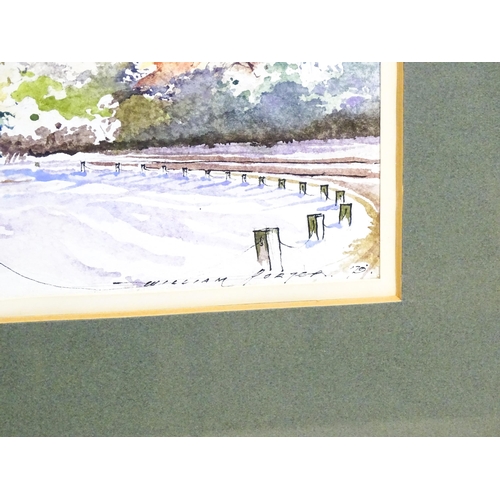39 - William Porter, 20th century, Watercolour, A winter village scene. Signed and dated (19)79 lower rig... 