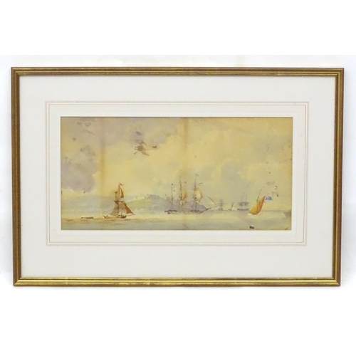 81 - Manner of John Christian Schetky (1778-1874), 19th century, Watercolour, Sailing boats and tall ship... 