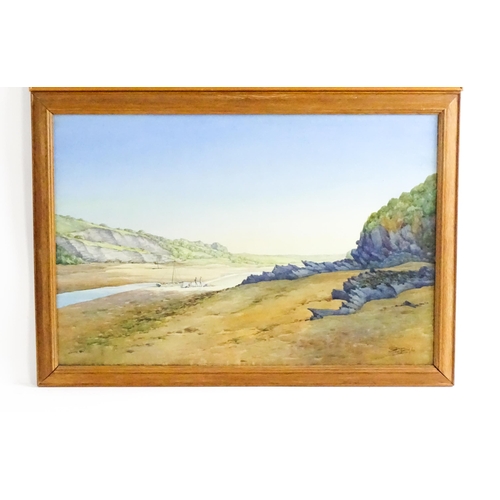 96 - Tom Smith, 20th century, Watercolours, Two estuary landscapes, one titled Sunshine and Shadow. Both ... 