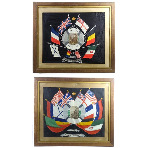 107 - Militaria, WWI / World War 1 / WW1 / First World War: two framed war memorials, each decorated with ... 